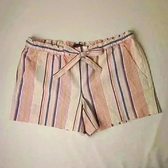 Women's Loft Brand Shorts Size XS Pull-on Mid Rise 3" Long Multi Colored Striped - Picture 1 of 10